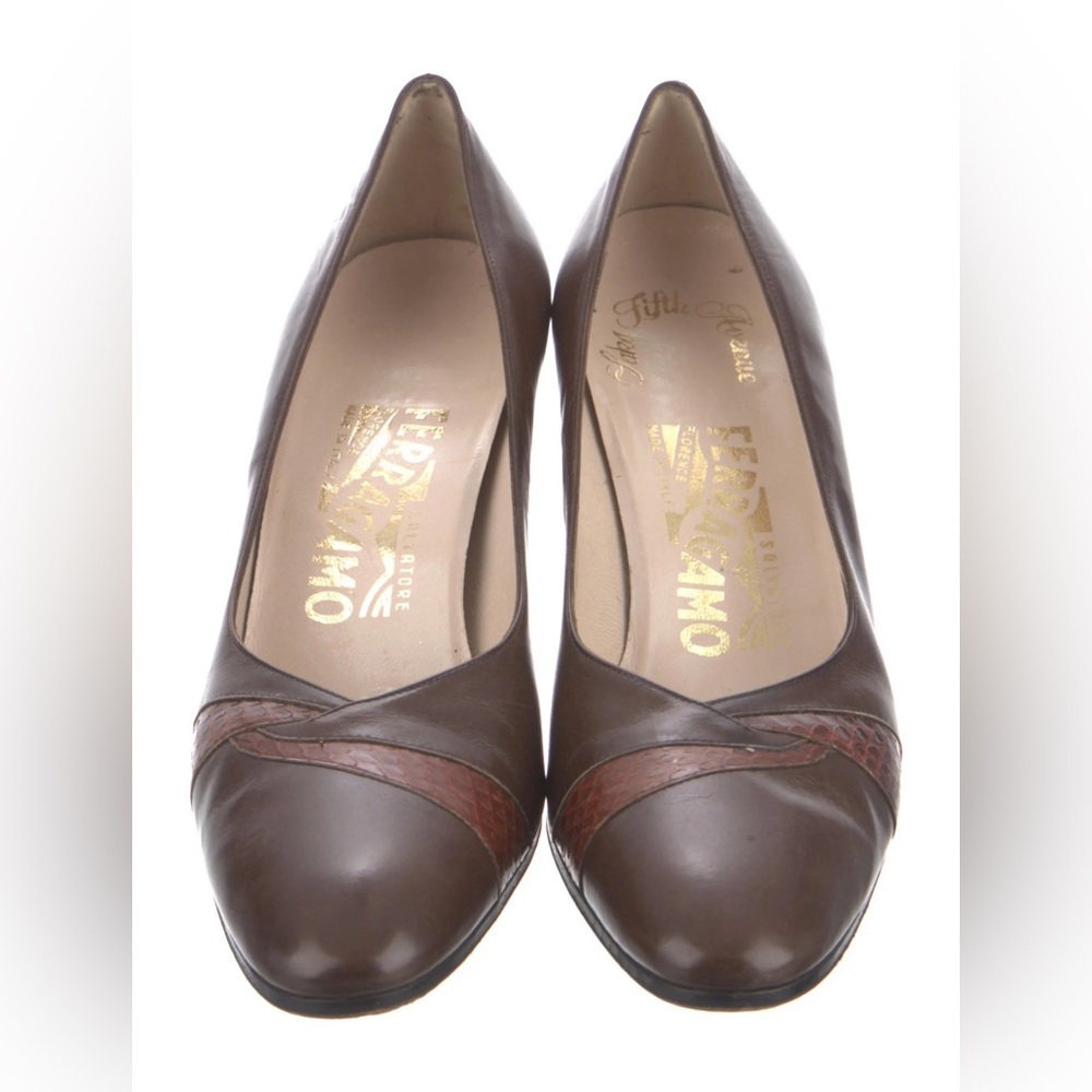 Salvatore Ferragamo Brown Leather Pumps